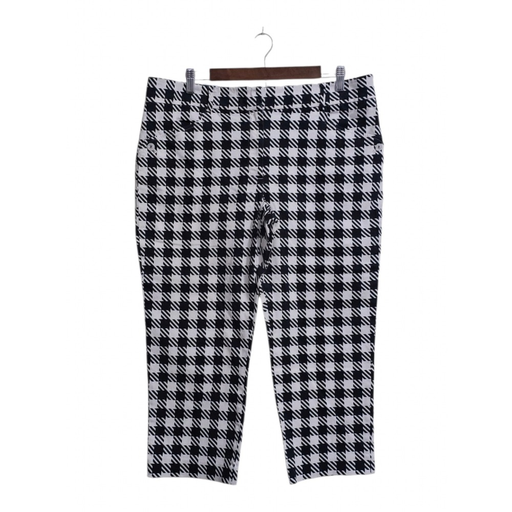 Tommy Hilfiger Mid-Rise Houndstooth Straight Leg Capris In Navy/White Sz 12